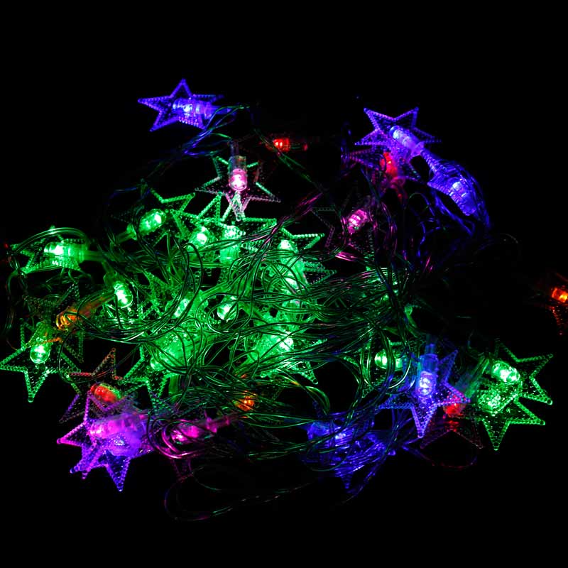 ریسه 38 لامپ طرح ستاره دون دار شیشه ای رنگی 5 متری