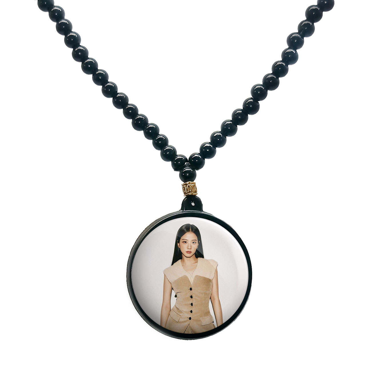 گردنبند پرمانه طرح بلک پینک کد pmd.18208 مدل دو طرفه