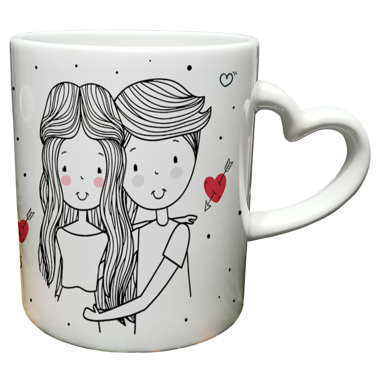 ماگ مدل دسته قلبی طرح عاشقانه کد 64