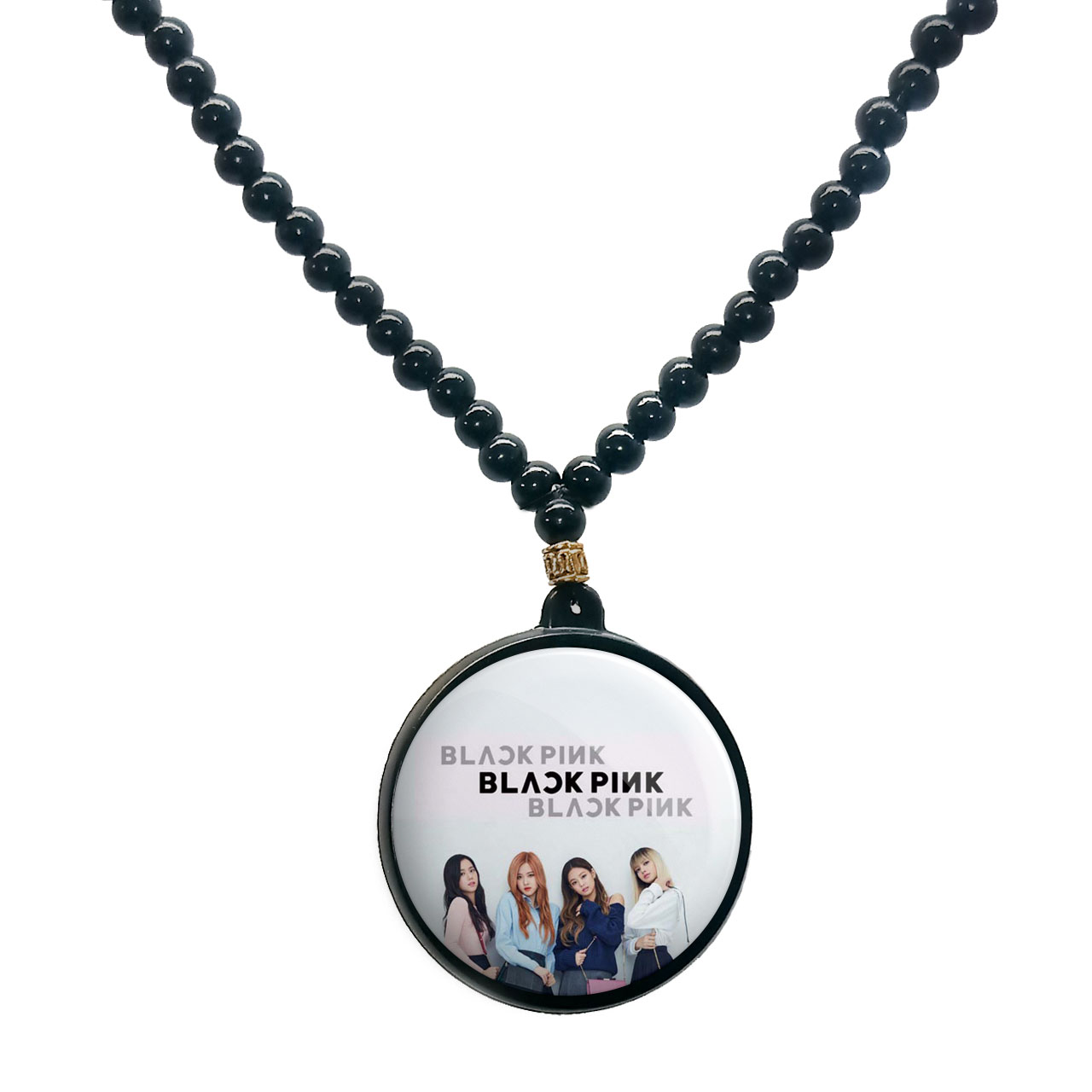 گردنبند پرمانه طرح بلک پینک کد pmd.777 مدل دو طرفه