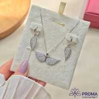 نیم ست نقره بال فرشته هدیه تولد مدل PRM118