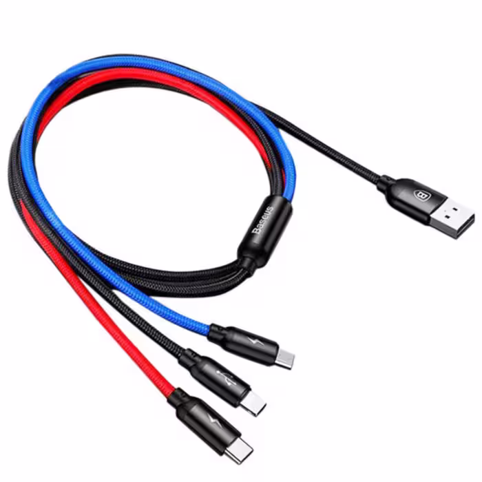 کابل تبدیل USB به MicroUSB / USB-C / لایتنینگ باسئوس  مدل CAMLT-BSY طول 1.2 متر