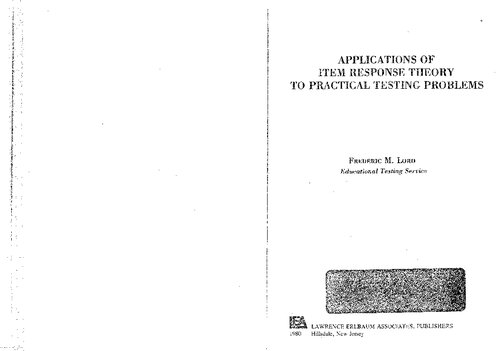 خرید و دانلود نسخه کامل کتاب Applications of IRT to Practical Testing Problems