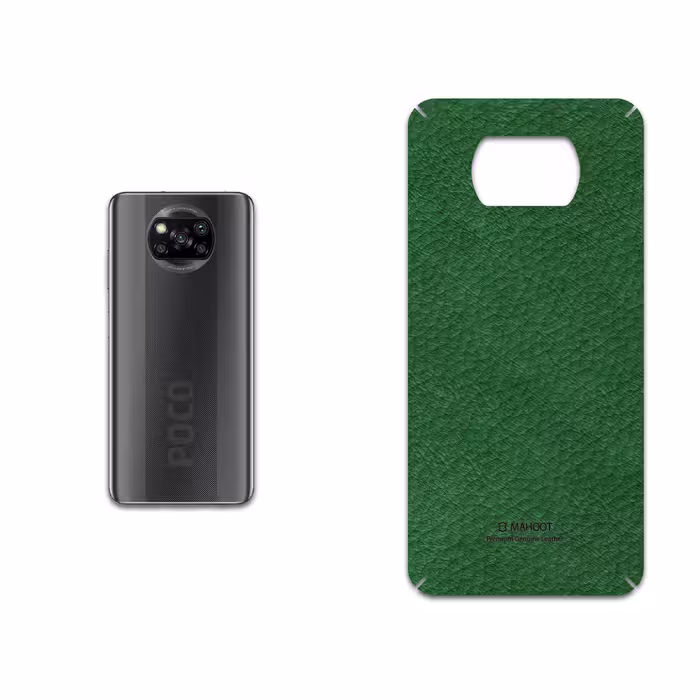 برچسب پوششی ماهوت مدل Green-Leather مناسب برای گوشی موبایل شیائومی Poco X3 NFC