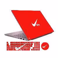 استیکر لپ تاپ گراسیپا طرح نایک قرمز مناسب برای لپ تاپ 15 اینچی به همراه برچسب حروف فارسی کیبورد