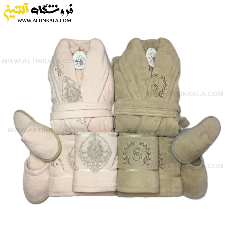 سرویس حوله عروس و داماد 12تکه گیپور دوزی برند SALIKA