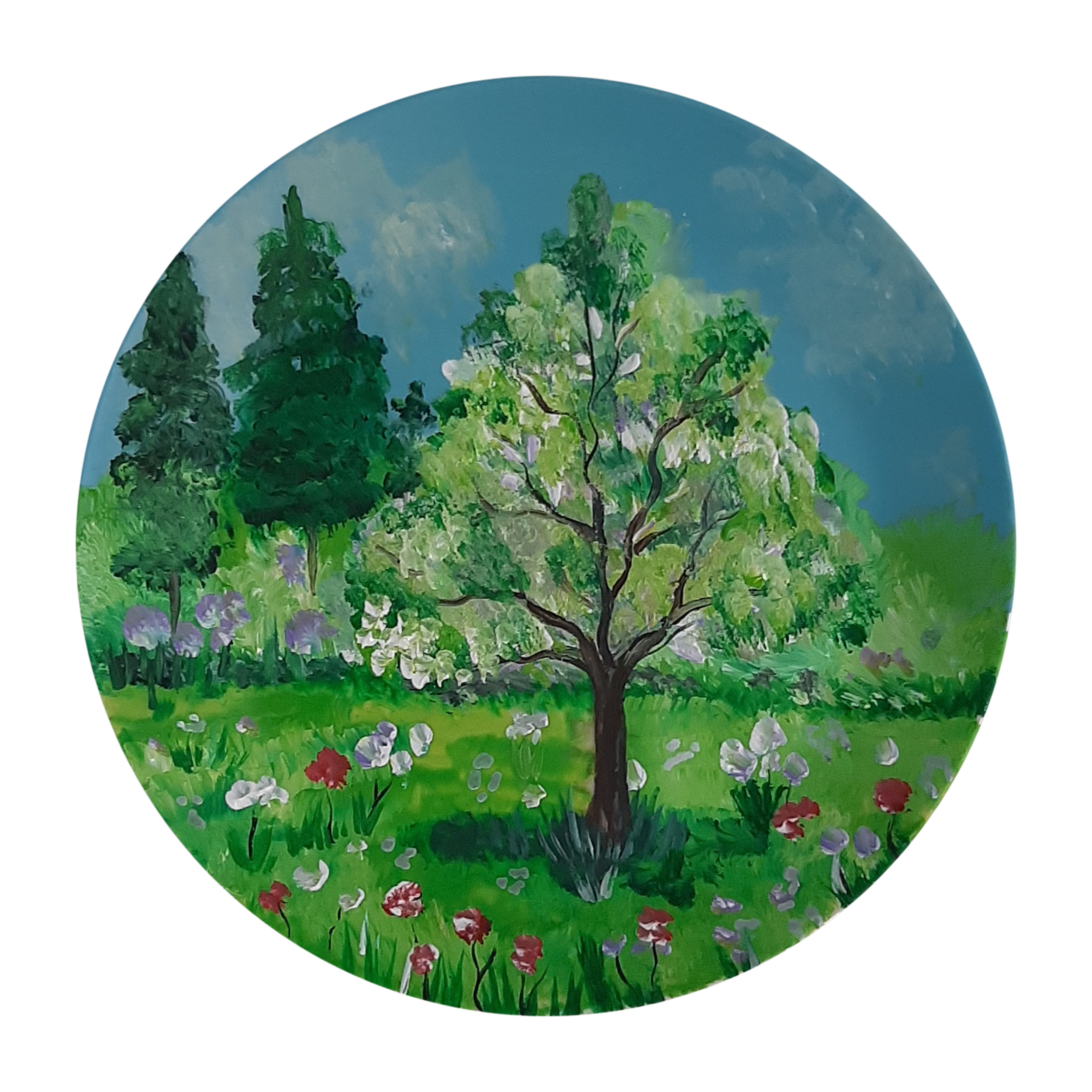 بشقاب دیوارکوب سفالی طرح منظره کد D124-S25