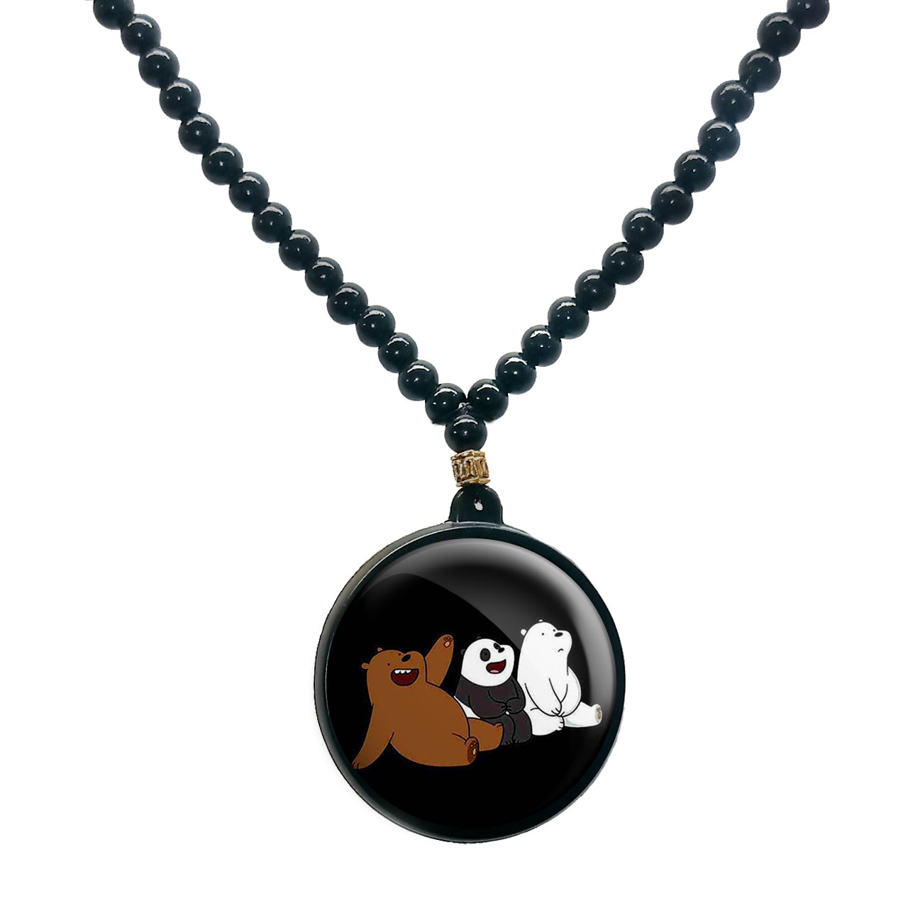 گردنبند پرمانه طرح خرس‌های کله‌فندقی کد pmd.10240 مدل دو طرفه