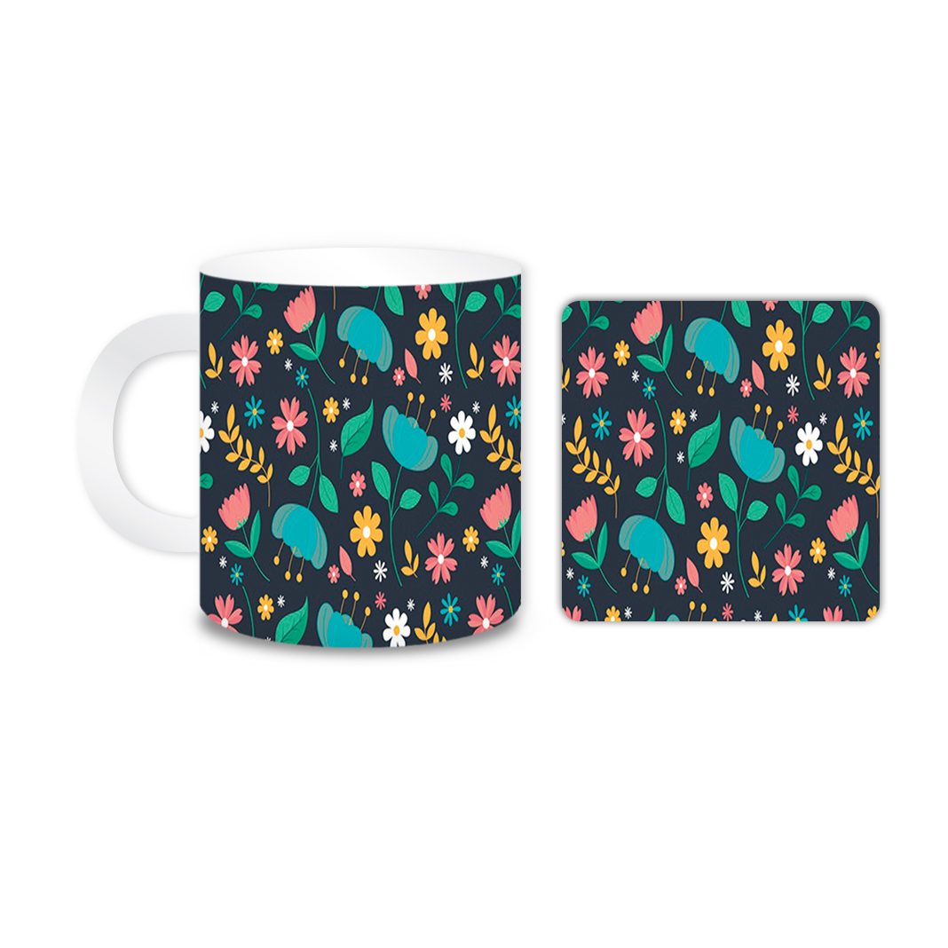 ماگ مدل گل کد 1850 به همراه زیر لیوانی