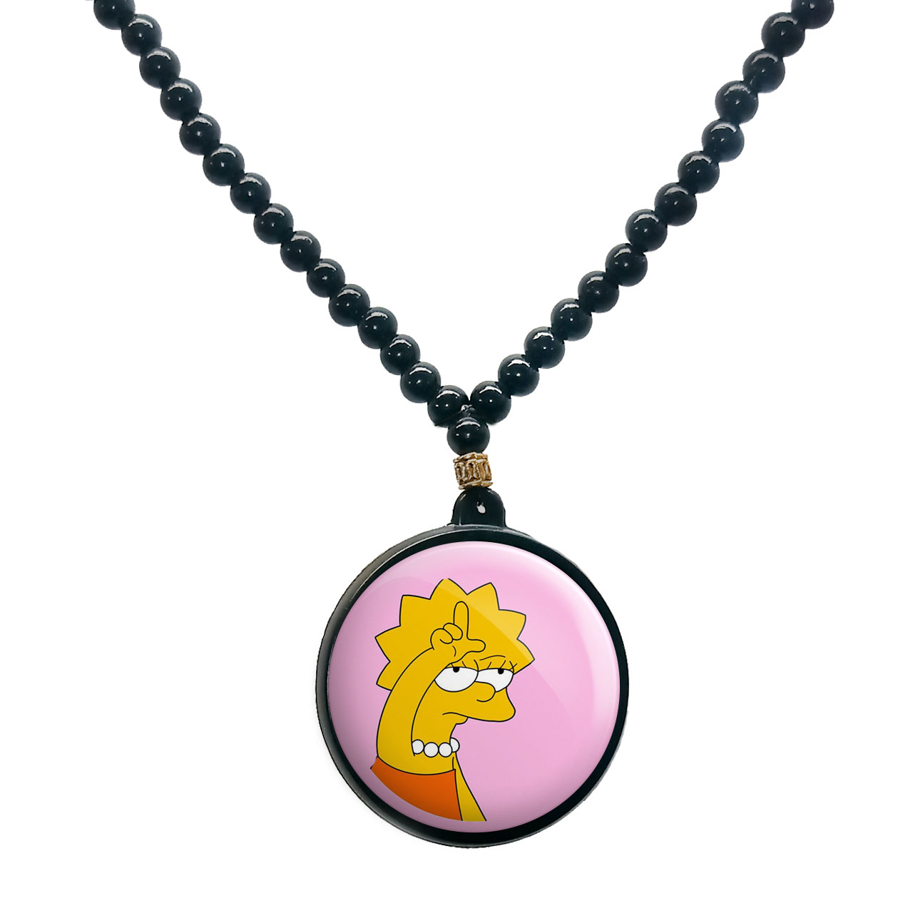 گردنبند پرمانه طرح سیمپسون ها کد pmd.21326 مدل دو طرفه