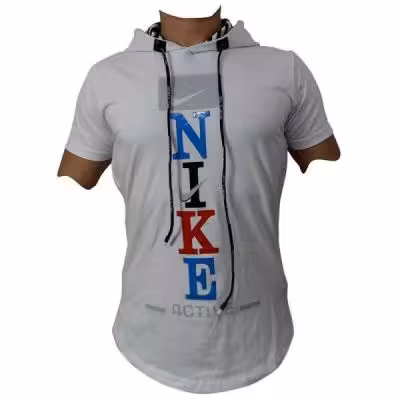 تیشرت سفید کلاه دار نایک