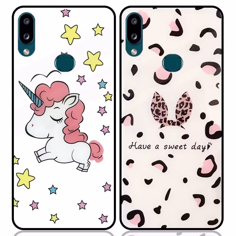 قاب پشت گلس فانتزی مناسب برای گوشی Samsung Galaxy A10S مدل عروسکی دخترانه و لاکچری زنانه طرح یونیکورن و پلنگی کالباسی Unicorn And Sweet Glass Case
