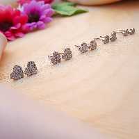 گوشواره میخی  نقره ای،فرم قلبی ،سطح شنی ،رنگ ثابت و استیل ،در 5سایز ، از برندSTAINLESS  STEEL