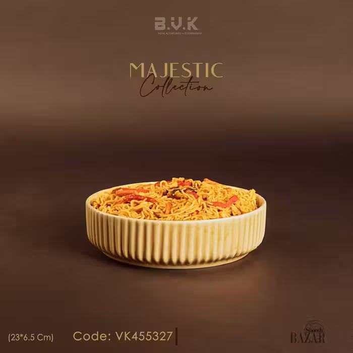 کاسه سالاد گرد شیاردار زرد کره ای بی وی کی کد 455327 کالکشن اولن