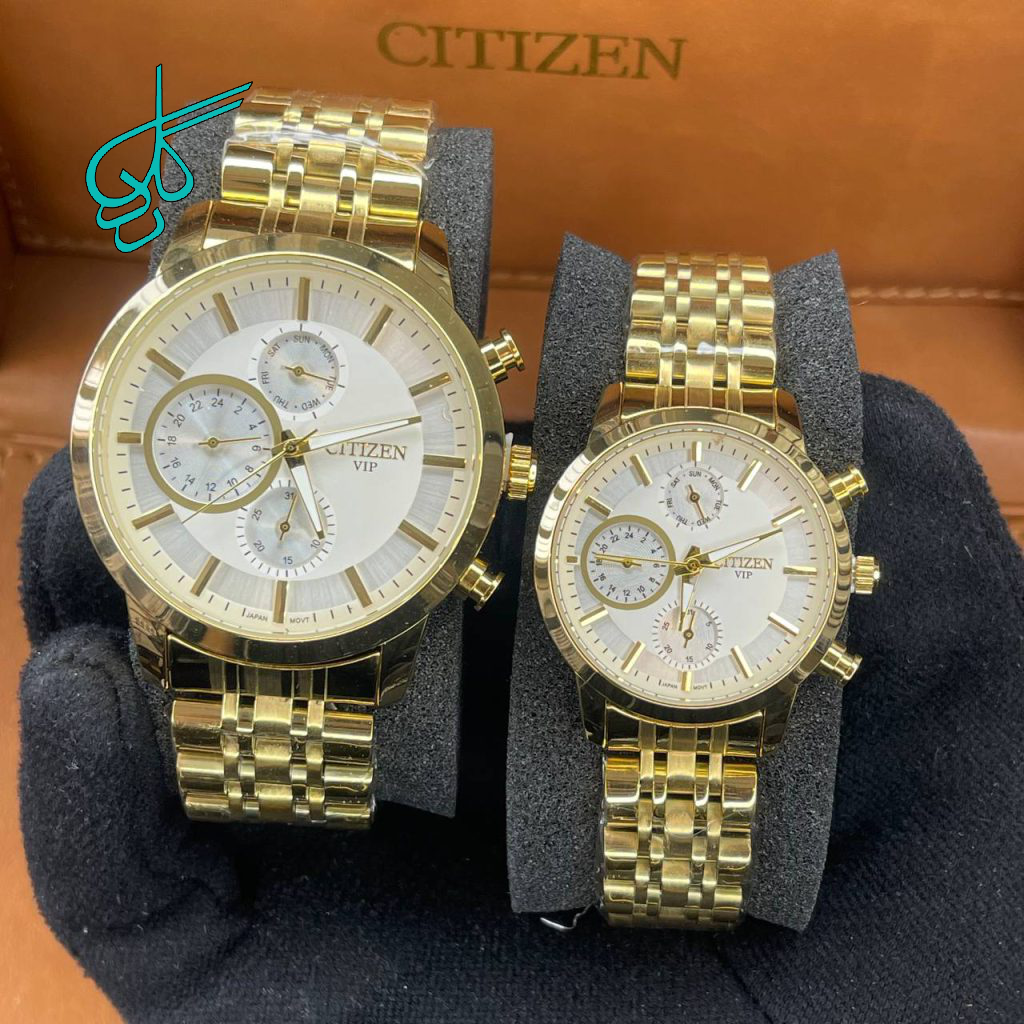 خرید ست ساعت زنانه و مردانه سیتیزن سه موتوره فعال کیفیت عالی موتور ژاپن کد 2115895 - ردگل
