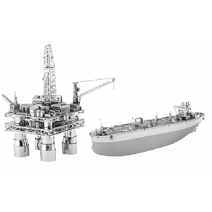ساختنی مدل OFFSHORE OIL RIG &amp; OIL TANKER کد 2023 مجموعه 2 عددی