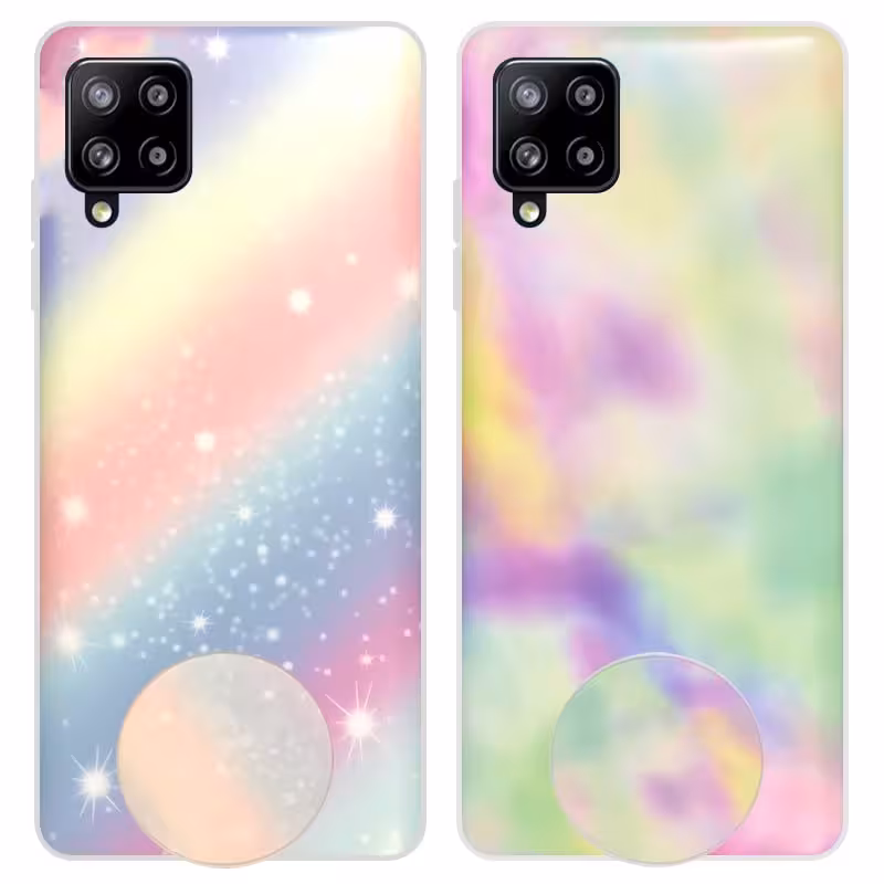 قاب آبرنگی پاپ سوکت دار مناسب برای گوشی Samsung Galaxy A12 / M12 مدل طرحدار فانتزی دخترانه و زنانه Rainbow Phone Case