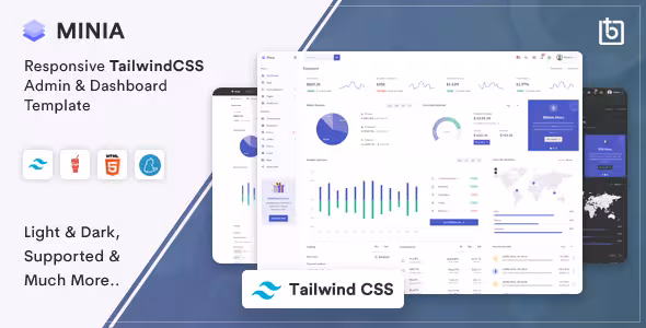 دانلود Minia قالب تیلویند داشبورد مدیریتی