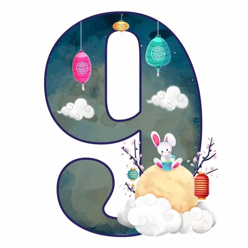 استند رومیزی تولد مدل عدد 9 طرح خرگوش