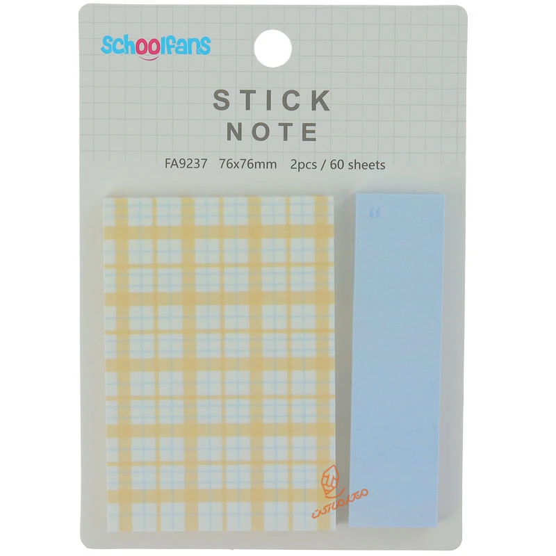 پست ایت فانتزی زرد طرح چهارخونه اسکول فنس 9237