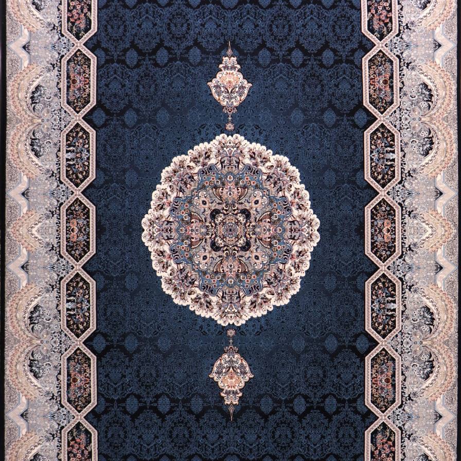 فرش  اکرلیک  6 متری 700 شانه طرح هالیدی رنگ سرمه ای کد N295