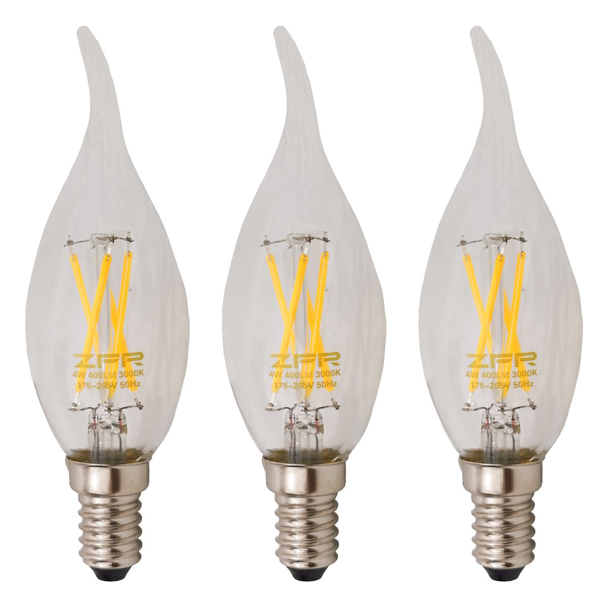 لامپ ال ای دی فیلامنتی 4 وات زد اف آر کد 14 پایه E14 بسته 3 عددی
