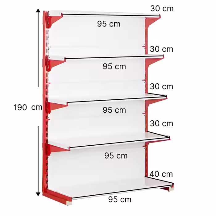 خرید و قیمت قفسه سوپری‌ خودایست 5 طبقه 95x30 ارتفاع 190 - قفسه‌بندی وکیلی