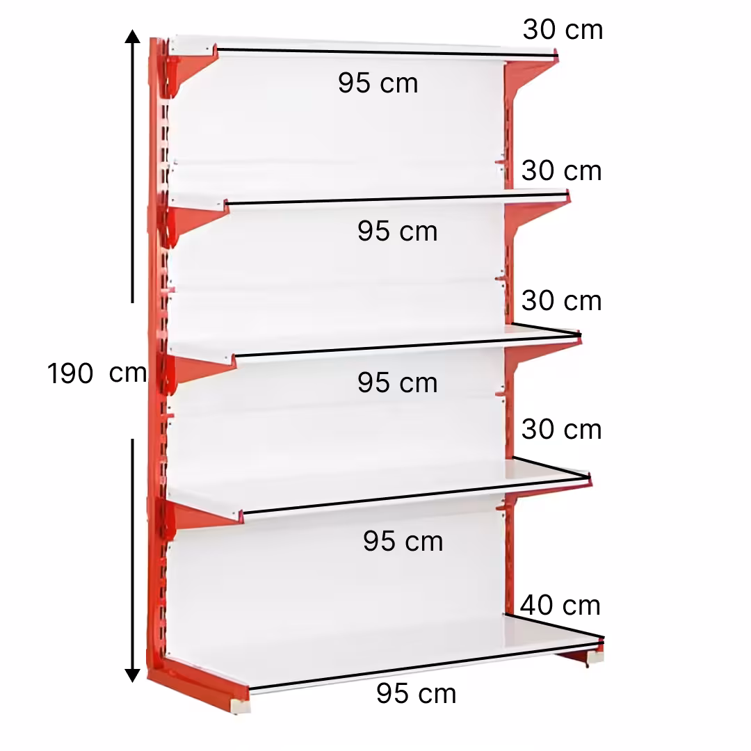 خرید و قیمت قفسه سوپری‌ خودایست 5 طبقه 95x30 ارتفاع 190 - قفسه‌بندی وکیلی