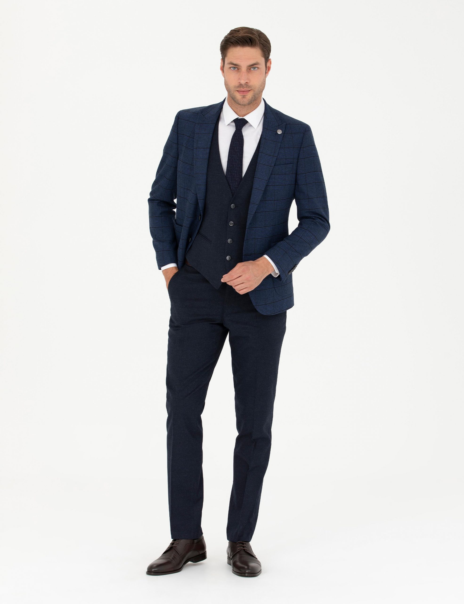 کت و شلوار مردانه سرمه ای پیرکاردین - فروشگاه لباس شهرمون