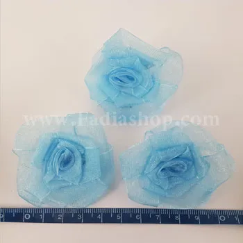 گل پفکی حریر بزرگ آبی روشن