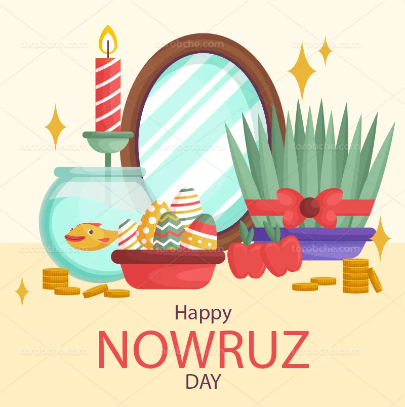 وکتور سفره هفت سین فانتزی | گرافیک با طعم تربچه