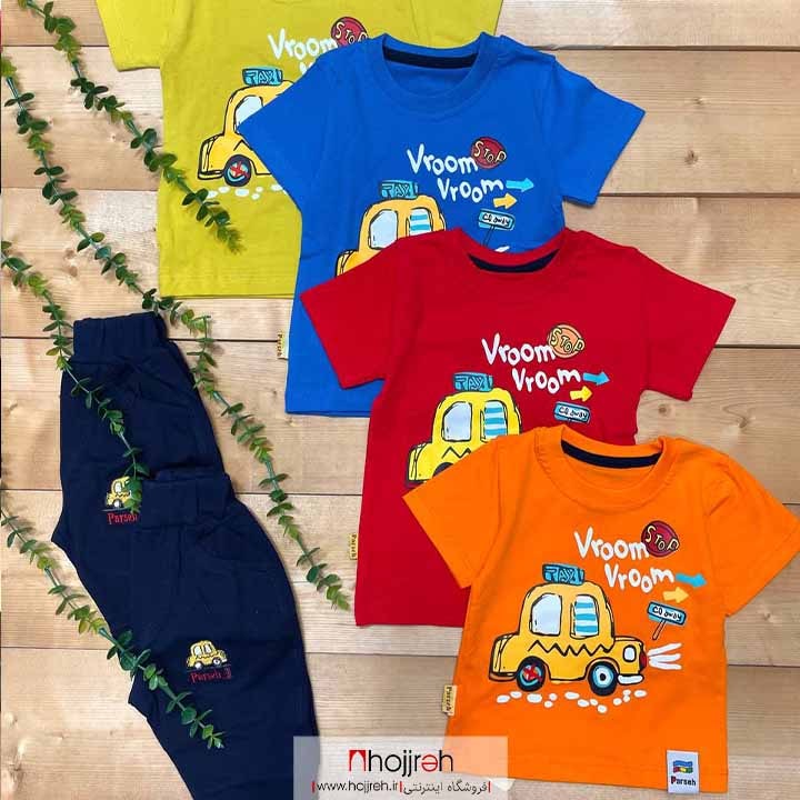 اطلاعات ، قیمت و خرید تیشرت و شلوارک بچگانه ( پسرانه ) طرح ماشین کد BC117