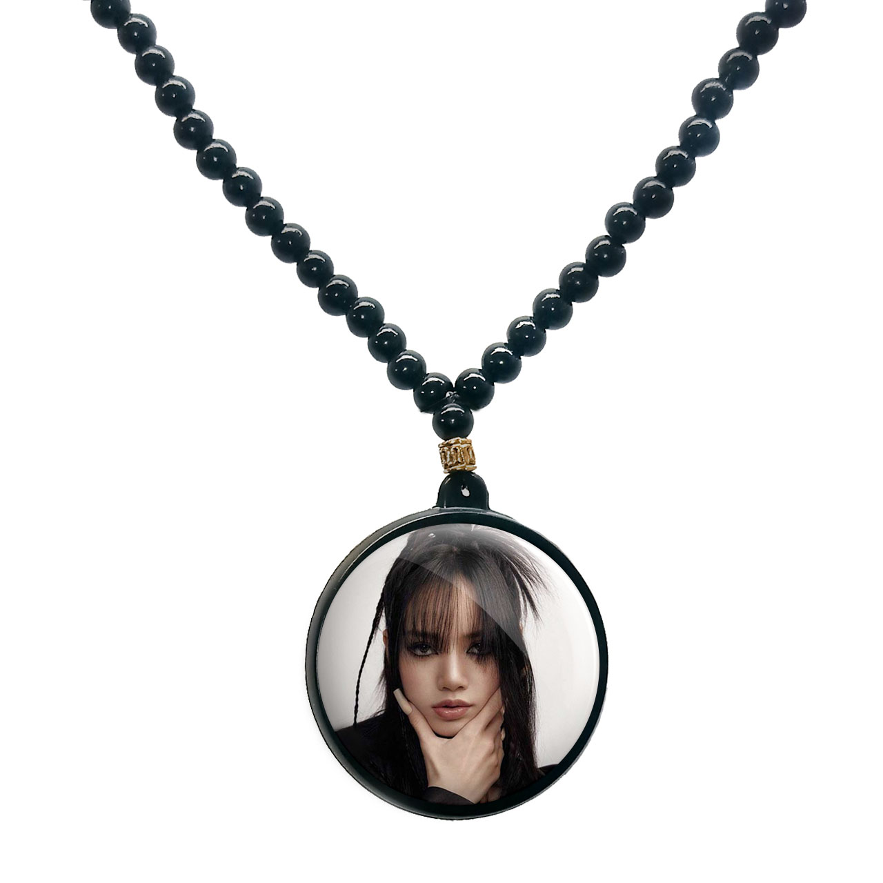 گردنبند پرمانه طرح بلک پینک کد pmd.6741 مدل دو طرفه