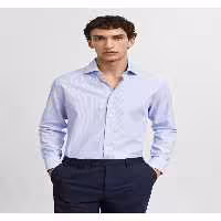 پیراهن / بلوز دکمه دار آبی مردانه راه خشمگین اورجینال MANGO Man
