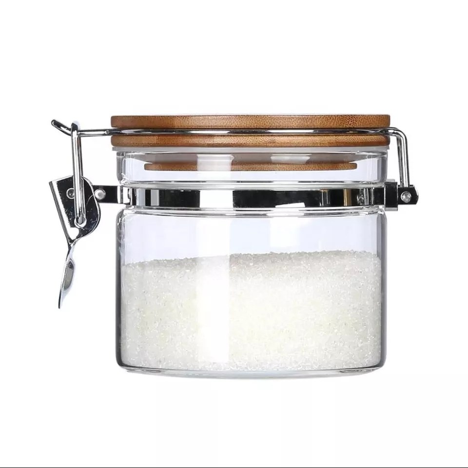 بانکه (جا حبوباتی) 1 عددی بامبو شیشه ای پیرکس مدل  H11D10 کد Gw90301057