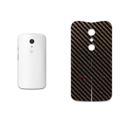 برچسب پوششی ماهوت مدل Glossy-Brown-Fiber مناسب برای گوشی موبایل موتورولا Moto G 2nd gen