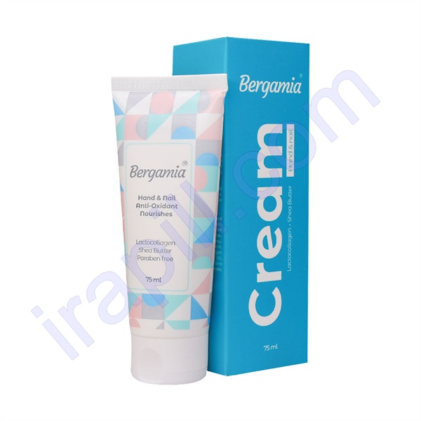 کرم مرطوب کننده دست و ناخن برگامیا حاوی عصاره کلاژن شیر 75 میلی لیتر