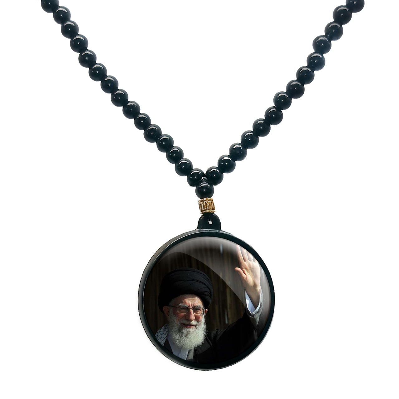 گردنبند پرمانه طرح تصویر آیت الله خامنه ای کد pmd.7312 مدل دو طرفه