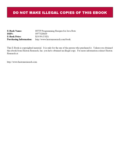 خرید و دانلود نسخه کامل کتاب HTTP Programming Recipes for Java Bots