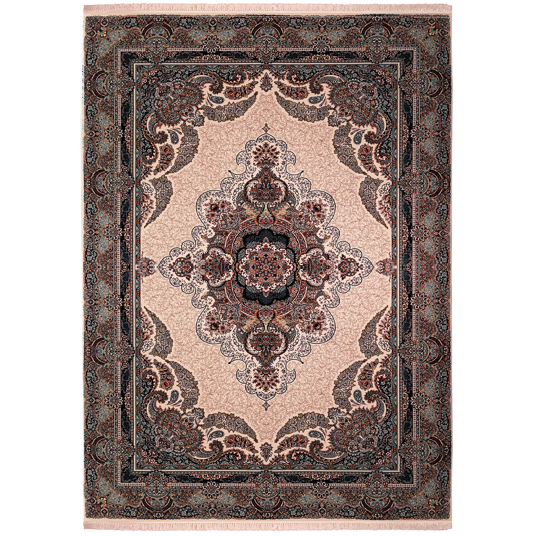 فرش ماشینی زمرد مشهد مدل گلایل زمینه کرم