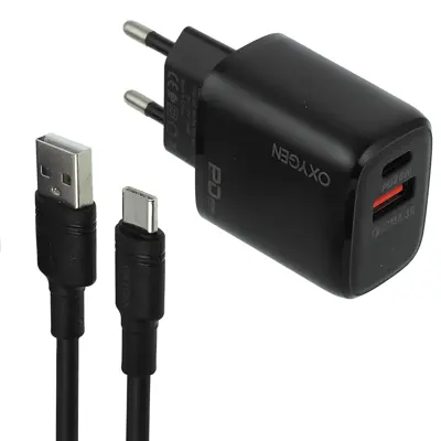 شارژر دیواری اکسیژن مدل CH1 به‌ همراه کابل تبدیل USB-C