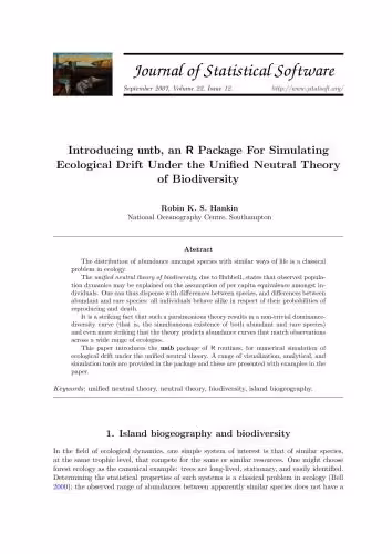 خرید و دانلود نسخه کامل کتاب Introducing untb, an R Package For Simulating Ecological Drift Under the Unified Neutral Theory of Biodiversity   Code
