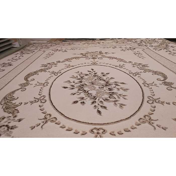 فرش ماشینی زمرد مشهد کد DI11 زمینه کرم