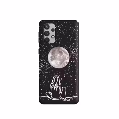 کاور طرح دختر و گربه کد 1148 مناسب برای گوشی موبایل سامسونگ Galaxy A32 4G