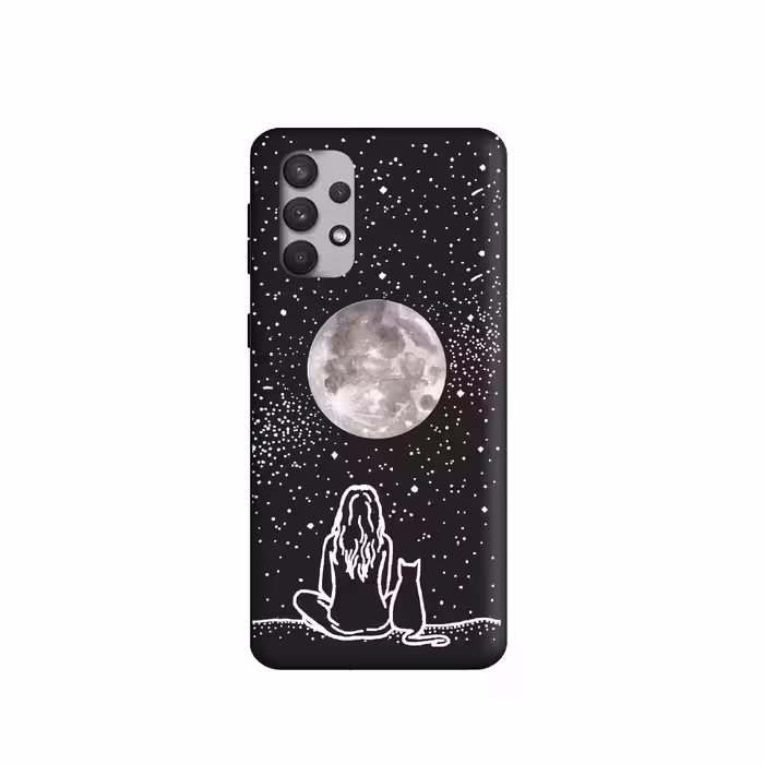 کاور طرح دختر و گربه کد 1148 مناسب برای گوشی موبایل سامسونگ Galaxy A32 4G
