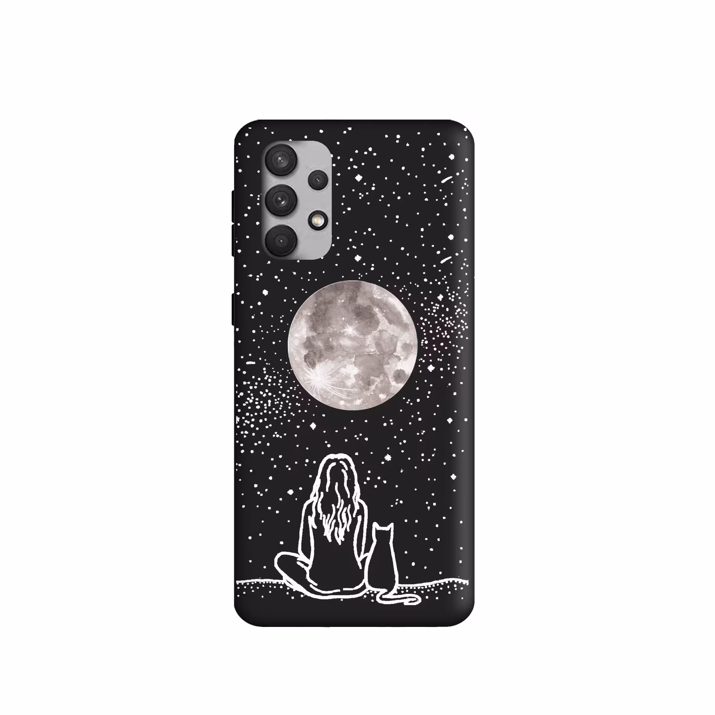کاور طرح دختر و گربه کد 1148 مناسب برای گوشی موبایل سامسونگ Galaxy A32 4G