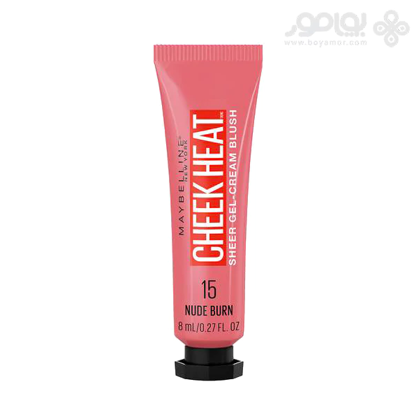 رژگونه مایع میبلین مدل CHEEK HEAT شماره 15 رنگ NUDE BURN