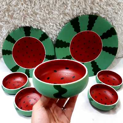 ست ظروف پذیرایی 8 پارچه سفالی مدل یلدا کد 0008