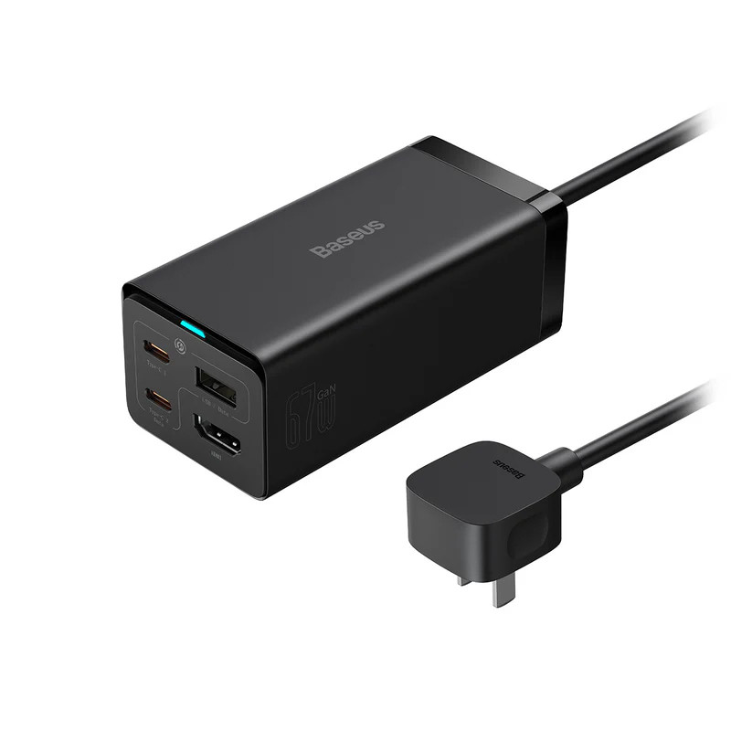 شارژر دیواری فست شارژ Baseus GaN5 Pro Desktop CCGP110001 4Port 3.35A PD 67W   کابل تبدیل تایپ سی
