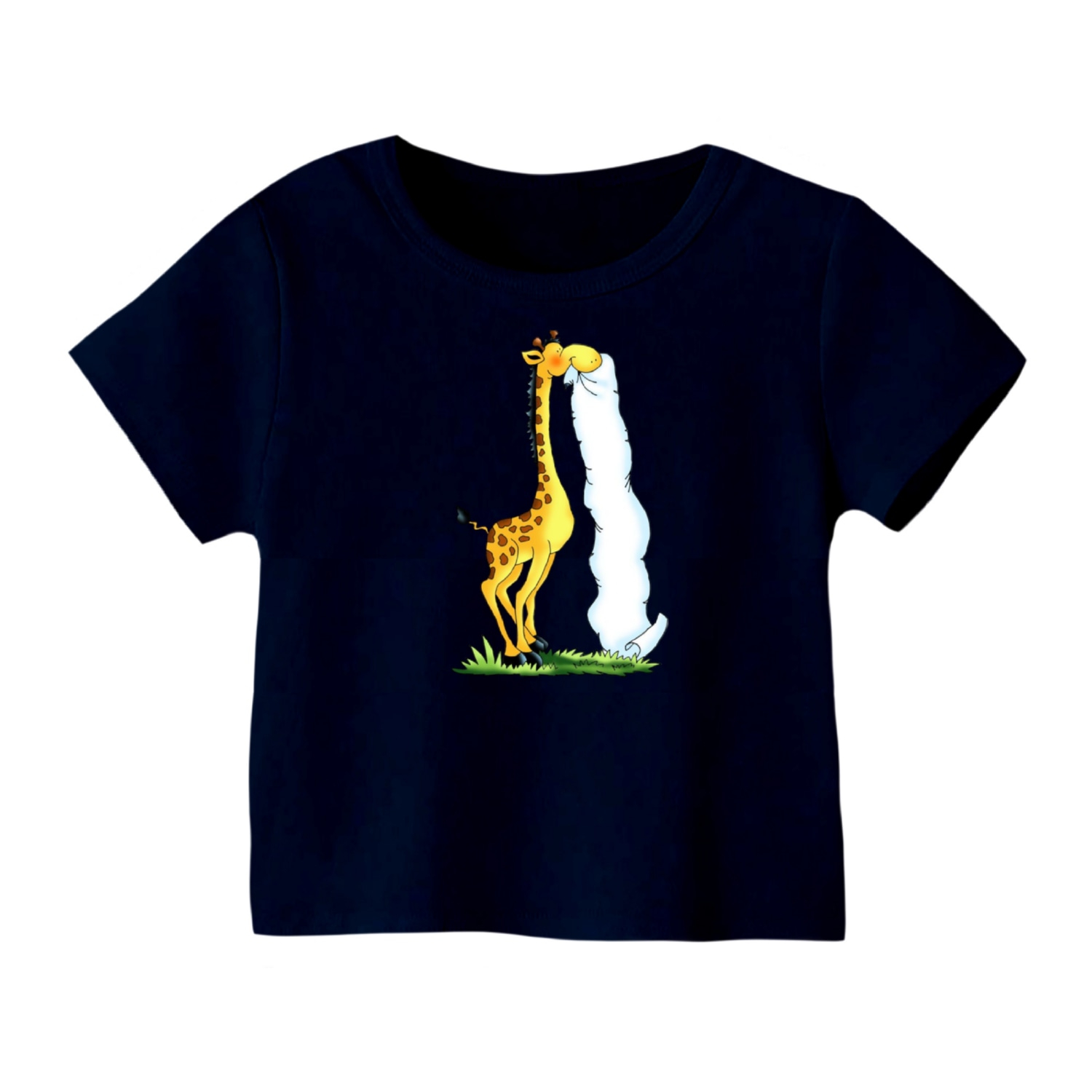 تی شرت آستین کوتاه بچگانه مدل زرافه کد 10 رنگ سورمه ای